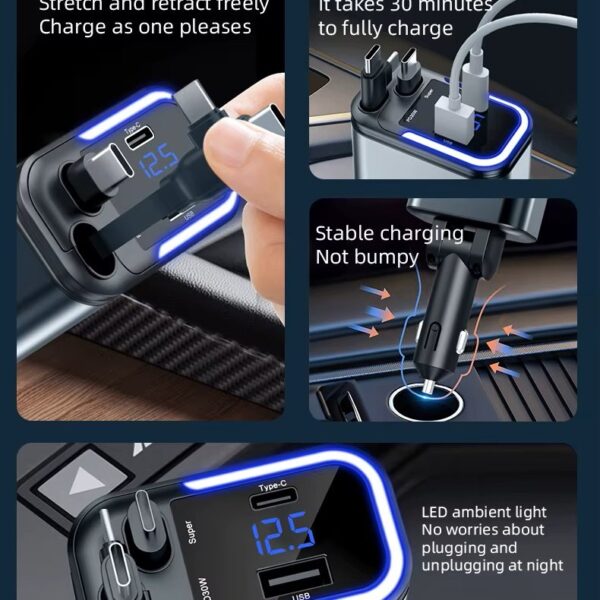 Deuxième image de Chargeur Voiture 5 en 1 – La Station de Recharge Ultime pour Vos Trajets !